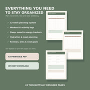 12-Week Fitness & Wellness Planner - 43-Page Printable PDF - My Store