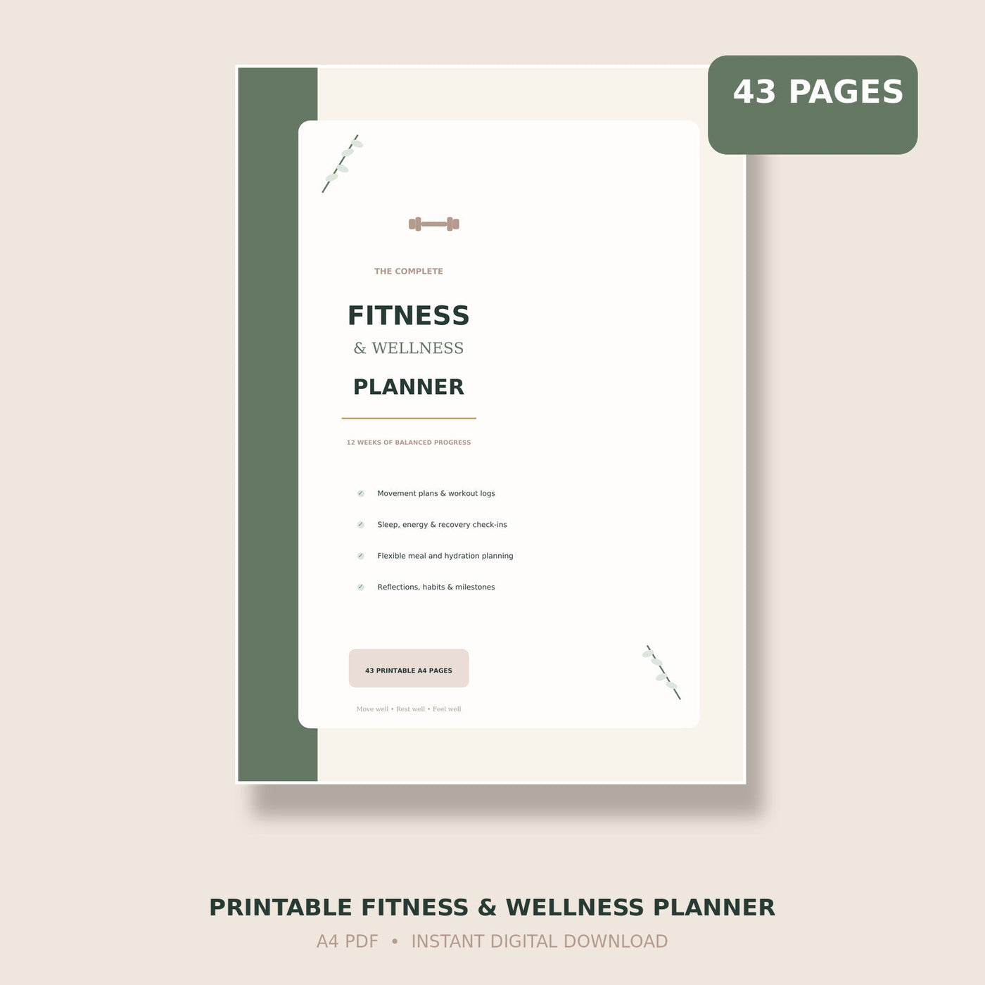 12-Week Fitness & Wellness Planner - 43-Page Printable PDF - My Store