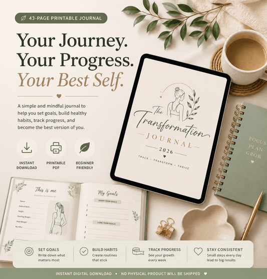 Weight Loss Journal for Women | 43-Page Fitness Planner | Body Measurements, Goals & Habit Tracker | Printable Wellness Journal - My Store